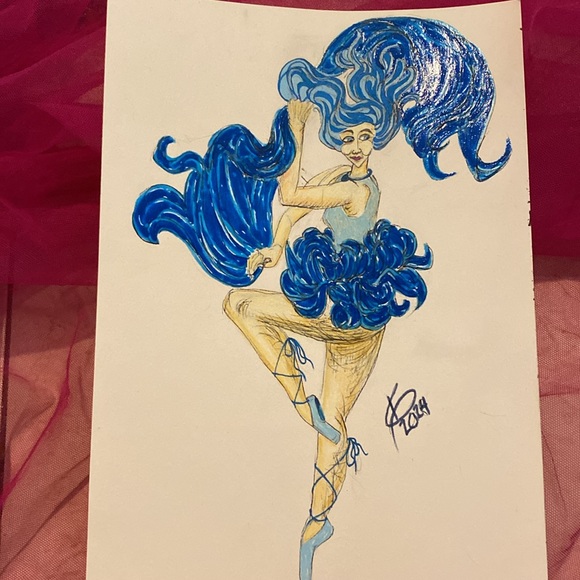 Unframed Original Art Drawing Dancer Dancing Female Form Movement Alberta Artist - Picture 5 of 5